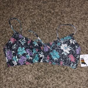 Flowery bathing suit top